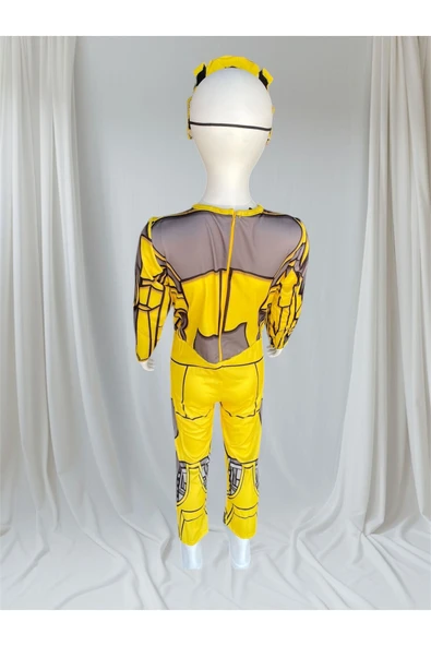 MODA ÇOCUK KOSTÜM Transformer Bumblebee Kostüm – 3-8 Yaş Çocuk Süper Kahraman Kıyafeti - Resim 4