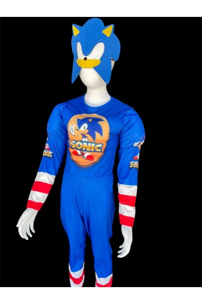 MODA Mavi Sonic Kaslı Çocuk Kostüm 3-10 Yaş İçin Eğlenceli ve Renkli Alternatif - Resim 2