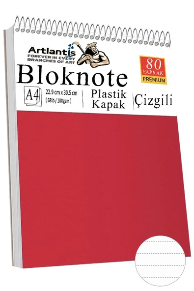 Telli Masaüstü Not Defteri Çizgili A4 1 Adet Masa Üstü Plastik Kapaklı Spiralli Bloknot Blocknote 80 Yaprak Okul Ofis - Resim 3
