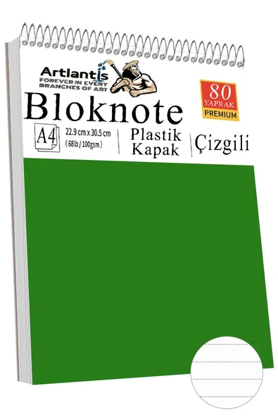 Telli Masaüstü Not Defteri Çizgili A4 1 Adet Masa Üstü Plastik Kapaklı Spiralli Bloknot Blocknote 80 Yaprak Okul Ofis - Resim 12