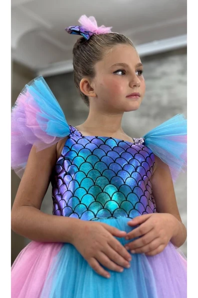 Güzin Fashion Deniz Kızı Uzun Tüllü Elbise - Resim 3