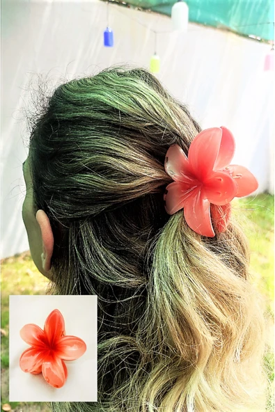 Narçiçeği Lotus Çiçek Parlak Akrilik Kadın Vintage Mandal Toka - Resim 2