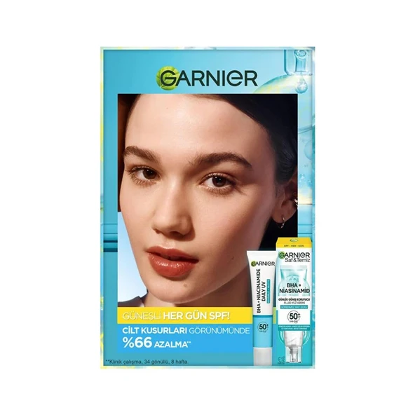 Garnier Saf ve Temiz Bha Niasinamid Günlük Güneş Koruyucu Fluid Yüz Kremi SPF50 40ML - Resim 5