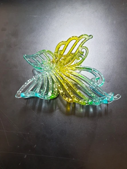 Çift Renkli Kelebek Saç Tokası Mandallı Ahtapot Toka - Resim 2