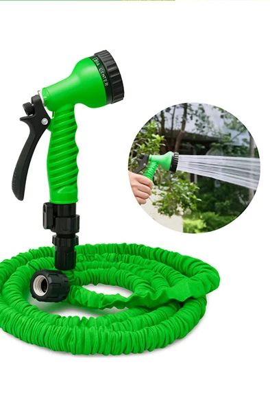 Uzayan Balkon Bahçe Araba Yıkama Püskürtme Hortumu 7.5 M Rakorlu Musluklara Uygun - Resim 7