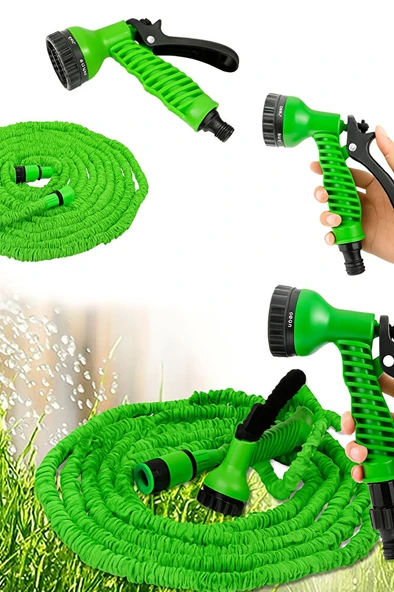 Uzayan Balkon Bahçe Araba Yıkama Püskürtme Hortumu 7.5 M Rakorlu Musluklara Uygun - Resim 6