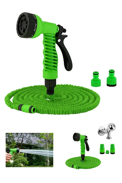 Uzayan Balkon Bahçe Araba Yıkama Püskürtme Hortumu 7.5 M Rakorlu Musluklara Uygun - Resim 9