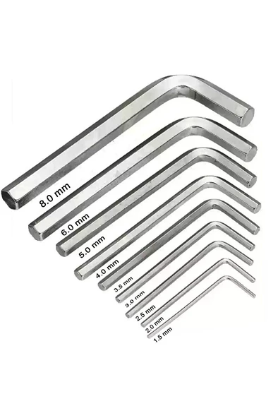 9'lu Çelik Alyan Anahtar Seti (BİRER ADET 2MM-2,5MM-3MM-3,5MM-4-5MM-6MM-8MM-10MM) - Resim 3