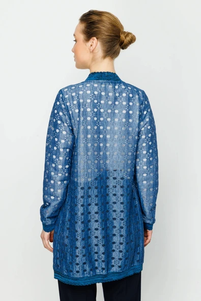 36927 ONTEKS DELİKLİ KUMAŞLI RİBANALI UZUN HIRKA - Resim 9