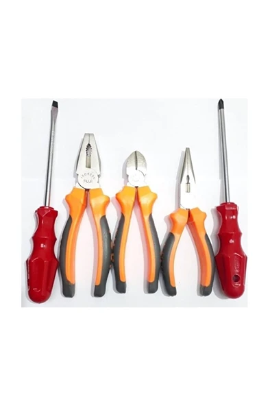 Pense + Kargaburun + Yan Keski + Düz Tornavida + Yıldız Tornavida 5'li Set - Resim 2