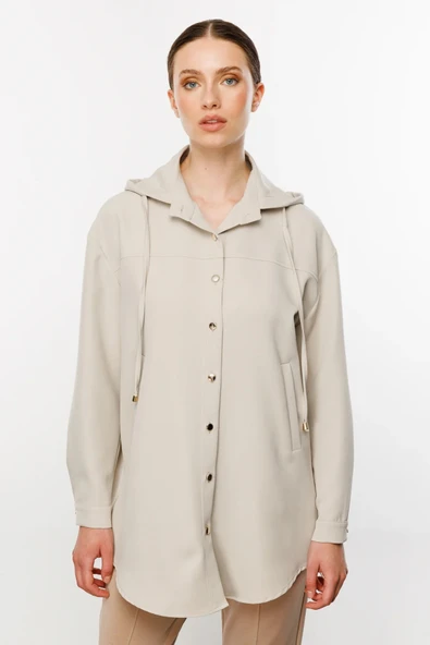 32922Z ONTEKS KAPŞONLU CEPLİ UZUN HIRKA - Resim 7