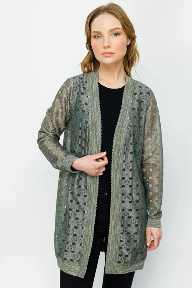 36927 ONTEKS DELİKLİ KUMAŞLI RİBANALI UZUN HIRKA - Resim 3