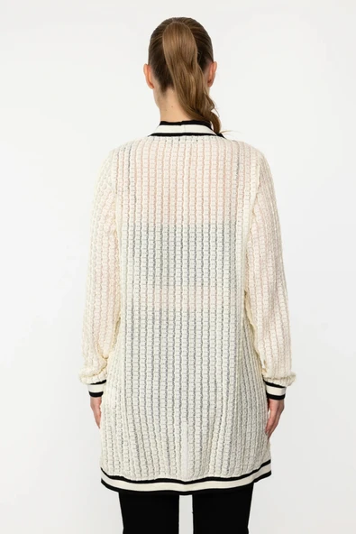 36930 ONTEKS UZUN RİBANALI DANTEL HIRKA - Resim 7