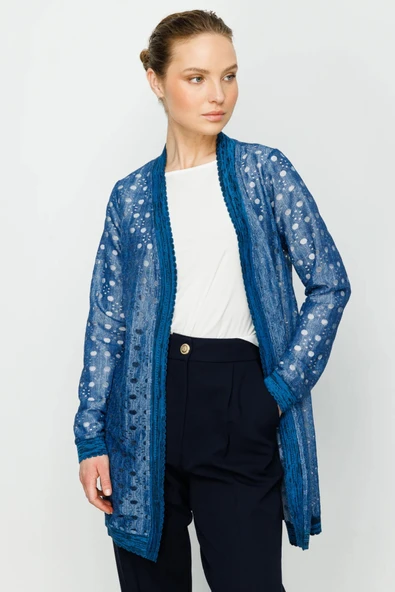 36927 ONTEKS DELİKLİ KUMAŞLI RİBANALI UZUN HIRKA - Resim 8