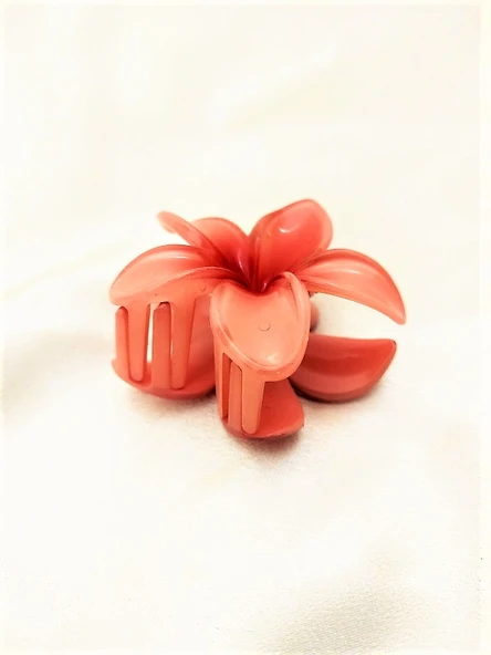 Narçiçeği Lotus Çiçek Parlak Akrilik Kadın Vintage Mandal Toka - Resim 4