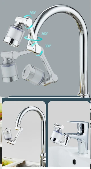 Filtreli Kireç Hapsedici Robotik Kol Musluk Başlığı - Mutfak Banyo Musluk Uzatma Aparatı Ucu ürün görseli