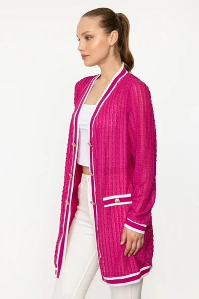 36930 ONTEKS UZUN RİBANALI DANTEL HIRKA - Resim 3