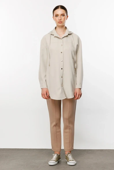 32922Z ONTEKS KAPŞONLU CEPLİ UZUN HIRKA - Resim 6