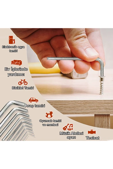 9'lu Çelik Alyan Anahtar Seti (BİRER ADET 2MM-2,5MM-3MM-3,5MM-4-5MM-6MM-8MM-10MM) - Resim 4