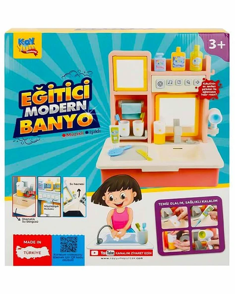 Kayyum Oyuncak Eğitici Modern Banyo Seti Müzikli Işıklı Pembe 7040 ürün görseli 1