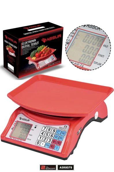 Assur Akülü Dijital Mutfak Terazisi 2 Gr 40 Kg Şarjlı Hassas Ölçüm Tartı Hassas Terazi ürün görseli 1