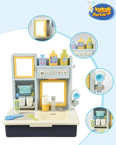 Kayyum Oyuncak Eğitici Modern Banyo Seti Müzikli Işıklı Mavi 7041 - Resim 3