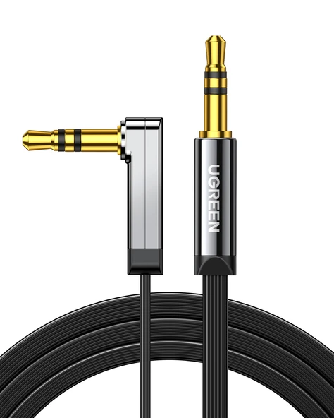 UGREEN 90 derece Dik Açılı 3.5mm Flat Aux Ses Kablosu 1 Metre, 10597 ürün görseli