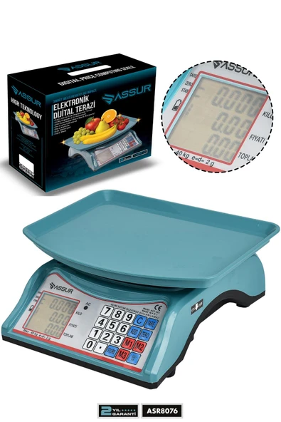 Assur Akülü Dijital Mutfak Terazisi 2 Gr 40 Kg Şarjlı Hassas Ölçüm Tartı Hassas Terazi ürün görseli 1