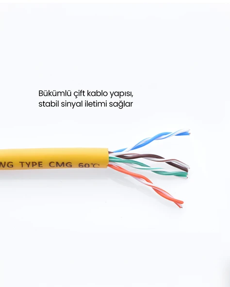 UGREEN CAT5e Ethernet Kablosu, 2 Metre, Sarı, 11231 - Resim 3