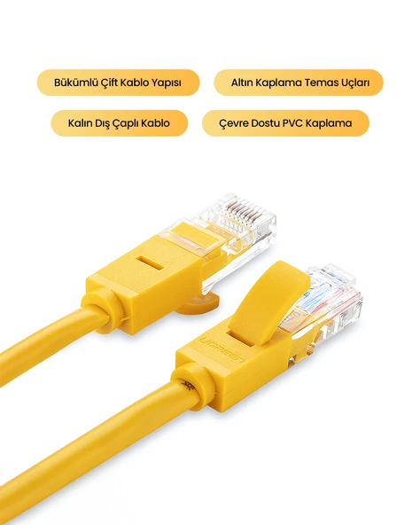 UGREEN CAT5e Ethernet Kablosu, 2 Metre, Sarı, 11231 - Resim 4