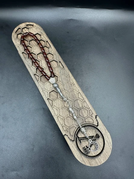 Ay Yılldız Alpaka Püskül  Ateş Kehribar Tespih - Resim 3