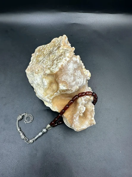 Ay Yılldız Alpaka Püskül  Ateş Kehribar Tespih ürün görseli