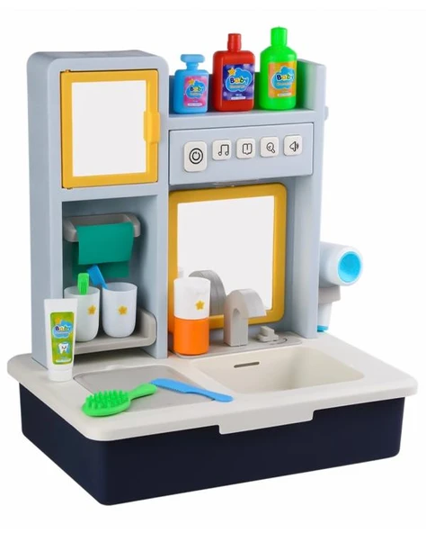 Kayyum Oyuncak Eğitici Modern Banyo Seti Müzikli Işıklı Mavi 7041 - Resim 2