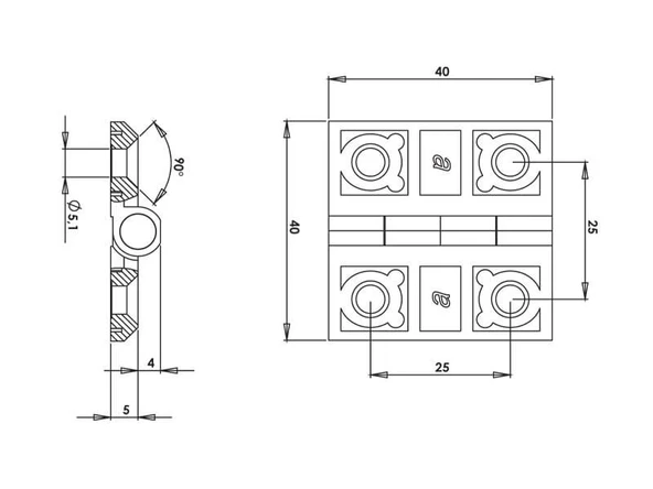 Yaprak Menteşe 40x40 (Statik Boya)-4 ADET - Resim 2