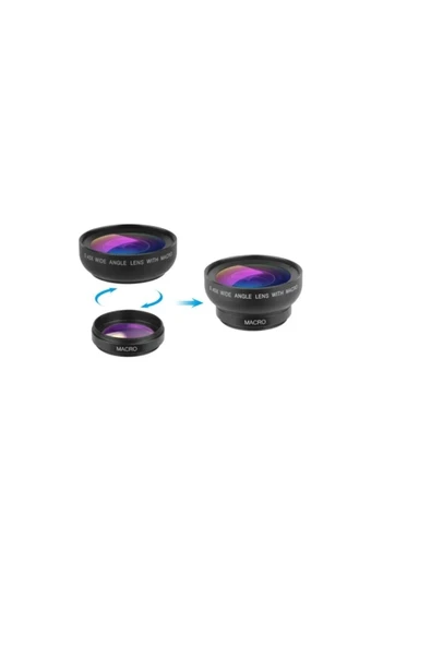 37MM 0.45X Geniş Açı Lens + Makro Lens 2'si 1 Arada Cep Telefonu Lens Kiti - Resim 4