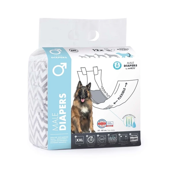 M-PETS DIAPERS ERKEK KÖPEKLER İÇİN KÜLOT (XXL) 12Lİ ürün görseli