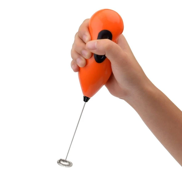 Mini Pilli Portatif Karıştırıcı Cappucino Maker Mikser - Renkli - Resim 2