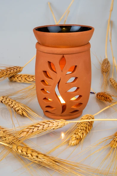 Yaprak Model  El Yapımı Çömlek Buhurdanlık Tütsülük - Resim 2