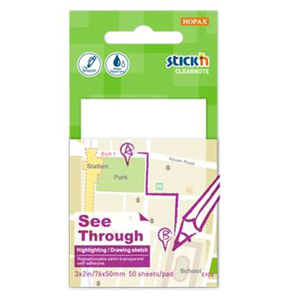 Hopax Stıckn Yapışkanlı Not Kağıdı Yarı Saydam 50 YP 76x51 Beyaz 21708 ürün görseli 1