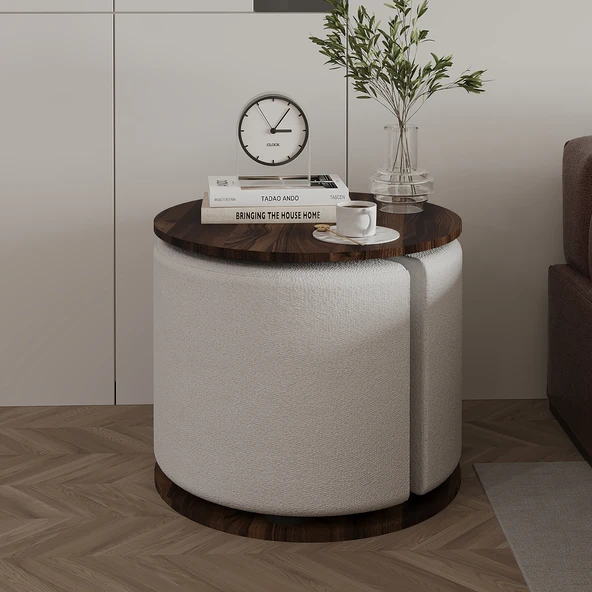 Vexana Puflu Yan Sehpa – Saklanabilir Puflu Servis Sehpası - Resim 2