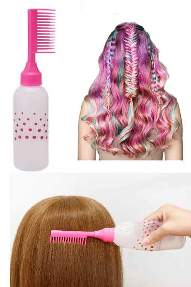 Yatay Model 150ML Saç Boyası Fırçası Taraklı Boş Şişe Aplikatör Boyama Şampuan Saç Yağı Bakım Tarağı - Resim 2