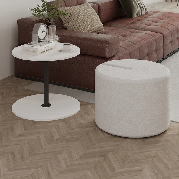 Vexana Puflu Yan Sehpa – Saklanabilir Puflu Servis Sehpası ürün görseli