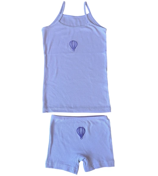 Lila Askılı Kız Çocuk Atlet ve Boxer Seti - Resim 2