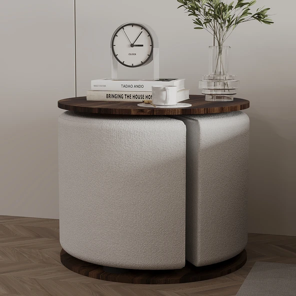 Vexana Puflu Yan Sehpa – Saklanabilir Puflu Servis Sehpası - Resim 3