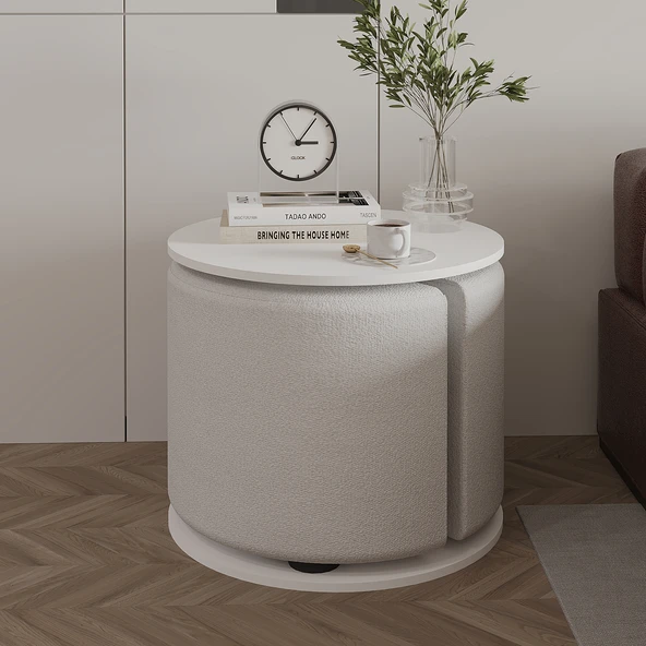 Vexana Puflu Yan Sehpa – Saklanabilir Puflu Servis Sehpası - Resim 2