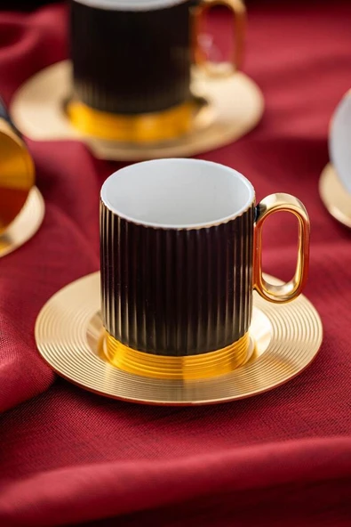 Aurora 6 Kişilik Kahve Fincanı Takımı Siyah - 90 ml ürün görseli