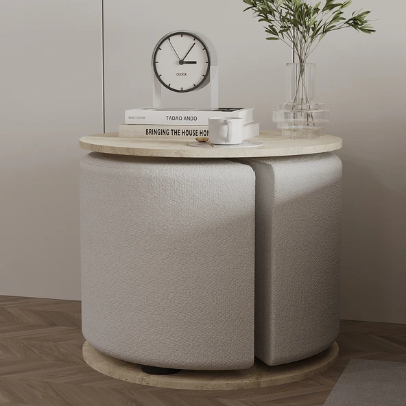 Vexana Puflu Yan Sehpa – Saklanabilir Puflu Servis Sehpası - Resim 3