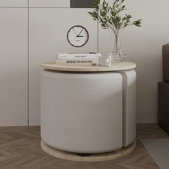 Vexana Puflu Yan Sehpa – Saklanabilir Puflu Servis Sehpası - Resim 2