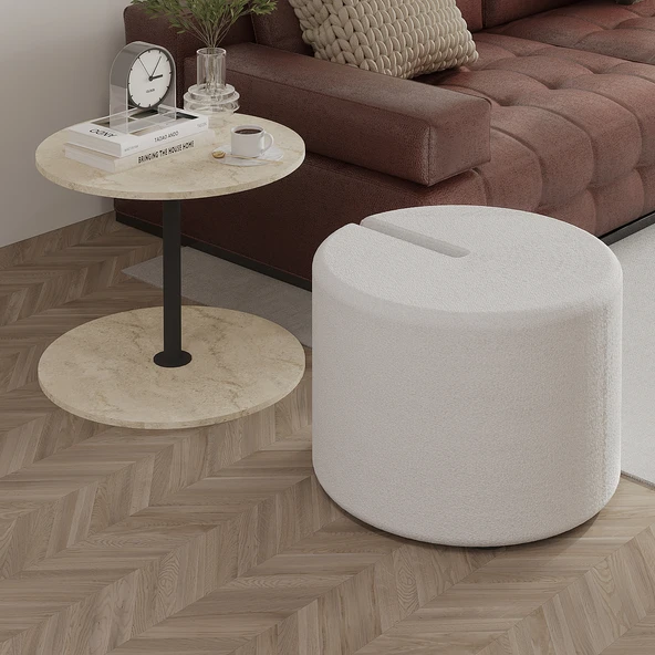 Vexana Puflu Yan Sehpa – Saklanabilir Puflu Servis Sehpası ürün görseli