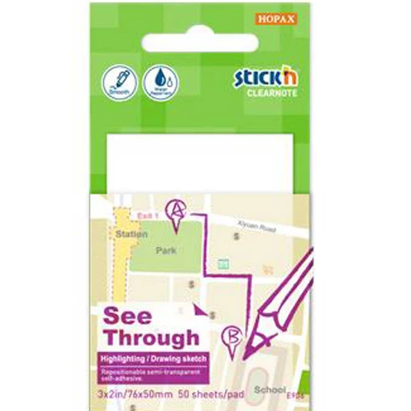 Hopax Stıckn Yapışkanlı Not Kağıdı Yarı Saydam 50 YP 76x51 Beyaz 21708 - Resim 2